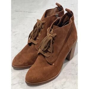 Dolce Vita Women’s Seiko Leather Suede Lace Up Heeled Ankle Boots Size‎ 9 Brown